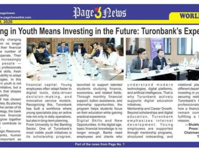 “TuronBank”ning yoshlar siyosati xalqaro nashrda e’tirof etildi!